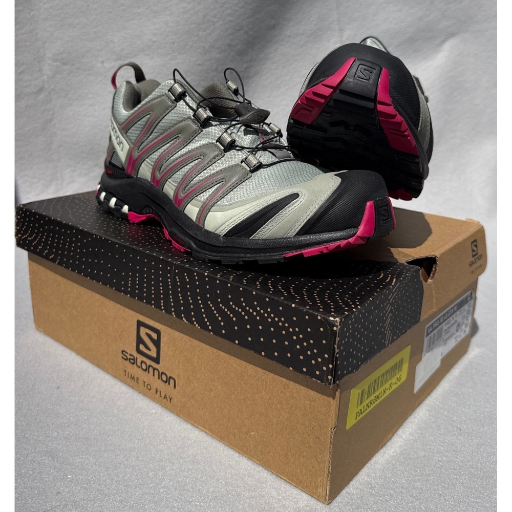 Salomon XA Pro 3D v8 GTX Women 12 Grey Pink NEW Trail Hiking Shoes Gore Tex Box